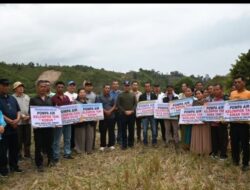 Bupati Humbahas Serahkan Bantuan Pompa Air di Onan Ganjang, di Tengah Hamparan Sawah.