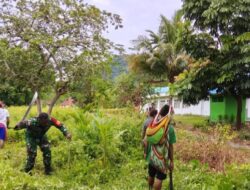 Gotong Royong di Batom sambut HUT Ke-81 TNI