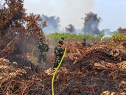 TNI Bersama Masyarakat Berjibaku Jinakkan Karhutla di Keritang, Titik Api Berhasil Dipadamkan.